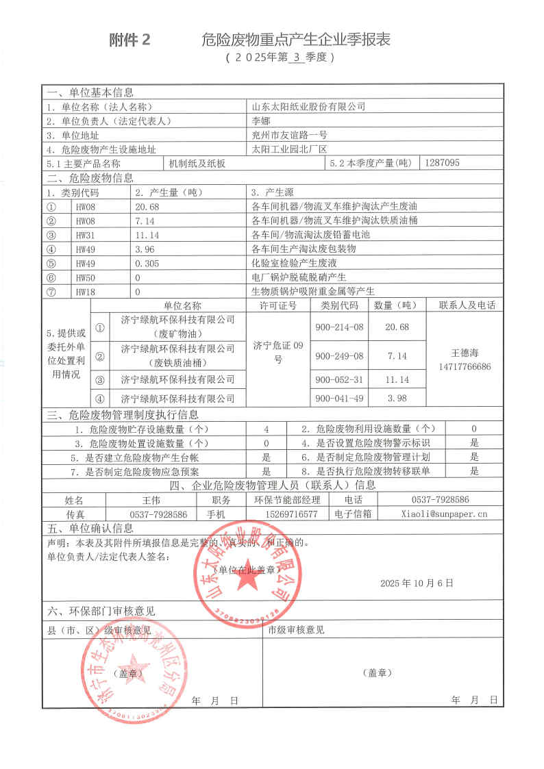 2025年澳门澳门太阳成城成城危险废物第三季度报表.jpg